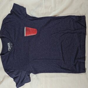 Short sleeve V-neck T-Shirt with red solo cup graphic